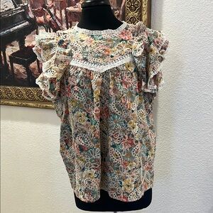 Floral Lace Ruffle Top